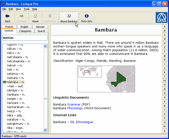 About Language and More Info buttons